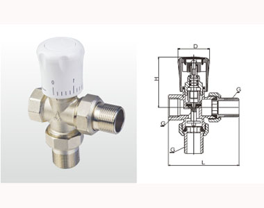 埃美柯黃銅三通暖氣直角閥結(jié)構(gòu)圖