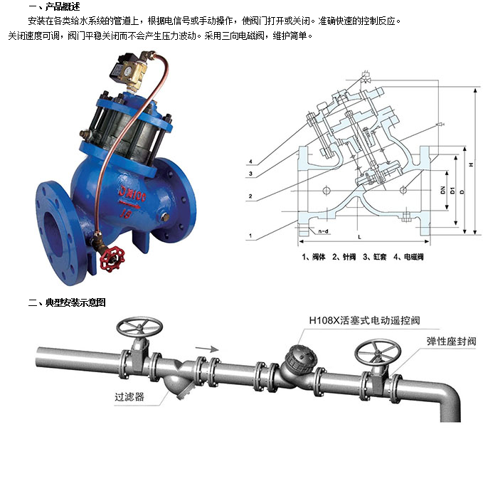 埃美柯活塞式電動遙控閥安裝示意圖